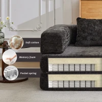Schlafsofa, wandelbares Bodensofa, modular, Chenille, 200x100x63 cm, Schwarz(m-6)