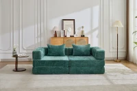 Wandelbares Bodenschlafsofa, modulares Design, Chenillebezug, ohne Montage, 200x100x63 cm, Dunkelgrün(m-13)