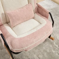Fauteuil à bascule grand format, dossier réglable et repose-pieds escamotable, poches latérales, coussin rembourré, intérieur et extérieur, Rose(m-11)