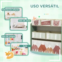 ZONEKIZ Organizador de Juguetes para Niños Estantería para Juguetes con 6 Cajas de Tela no Tejida Extraíbles 63x30x66 cm Verde(m-6)