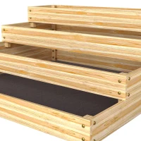 Outsunny Carré potager de jardin sans fond 4 étages pour herbes légumes fruits fleurs 113 x 113 x 46 cm bois naturel(m-12)