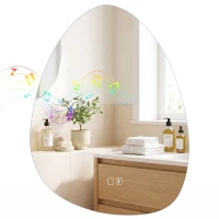 HOMCOM Oglindă de baie cu LED, 3 culori, 60x80 cm, neregulată, Bluetooth, antiaburire, touch(m-11)