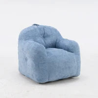 Sitzsack-Sessel mit Armlehnen, Kunstfellbezug und hochelastischer Schaumstofffüllung, für Wohnzimmer und Leseecke, 95x95x79 cm, Blau(m-25)