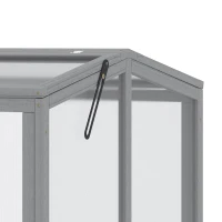 Outsunny Kweekbak Minikas Broeikas met Deksel van Hout en Polycarbonaat Weerbestendig Lichtgrijs 90 x 80 x 58 cm(m-9)