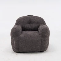 Sitzsack-Sofa mit Armlehnen, zerkleinerter Schaumstofffüllung und Kunstfell, 95x95x79 cm, Dunkelgrau(m-23)