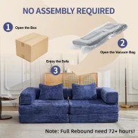 Boden-Schlafsofa, klappbar und modular, Chenille, 200x100x63 cm, Dunkelblau(m-8)