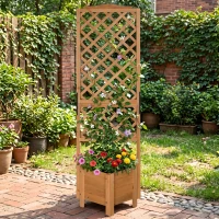 Outsunny Jardinière avec treillis sur pieds pour plantes - dim. 54,5L x 52l x 180H cm - Bois Sapin pré-huilé(m-7)