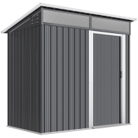 Outsunny Tuinschuur, Gereedschapsschuur met Vensters, Ventilatieopeningen, Schuifdeur, Waterdicht Staal, Weerbestendig, Donkergrijs