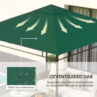 Outsunny partytentdak, vervangend dak voor partytent, partytentafdekking, polyester bescherming tegen de zon, groen 3 x 3 m(m-4)
