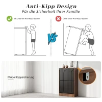 Schuhschrank mit 2 Klappen, schmale Bauform, modernes Skandi-Design, verstellbare Trennwände, Schwarz(m-8)
