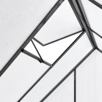 Outsunny 6 x 5.5ft Polycarbonate Greenhouse, Quick Setup Walk in Green House, Push Door, Adjustable Roof Vent, Rain Gutter, Black(m-13)