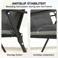 Outsunny 4-delig set zitkussens waterafstotend antislip stoelkussens met banden, indoor en outdoor 111,5 x 53 x 8 cm donkergrijs(m-6)