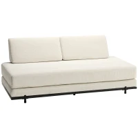 HOMCOM Sofá-cama 3 em 1 de 3 Lugares com 2 Almofadas Laváveis e Estrutura em Aço 193x82x57 cm Creme(m-16)