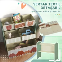 ZONEKIZ Etajeră pentru Depozitarea Jucăriilor pentru Copii, cu 6 Coșuri Detasabile din Material Textil, 63x30x66cm, Verde(m-5)