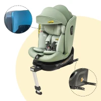 360° drehbarer i-Size Kindersitz mit ISOFIX, Reboarder, Liegefunktion und abnehmbarem Vordach für 40–150 cm, Grün(m-5)