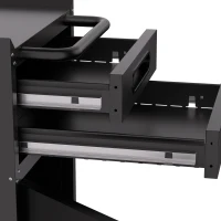 Armoire à outils mobile étroite en métal, porte verrouillable, 2 tiroirs et roulettes pivotantes, Noir(m-12)