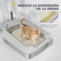 PawHut Arenero para Gatos de Acero Inoxidable XL con Borde Alto Pala Fácil de Limpiar Prueba de Fugas 60,2x40,2x29,7 cm Gris(m-7)