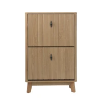 Schuhschrank mit Kippschutz und Doppeltüren, 60x24x94 cm, Eiche(m-1)
