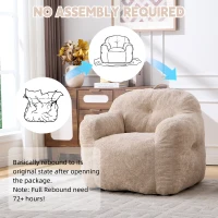 Sitzsack-Sofa mit Armlehnen, zerkleinerter Schaumstofffüllung und Kunstfellbezug für Wohn- und Schlafzimmer, Beige(m-6)