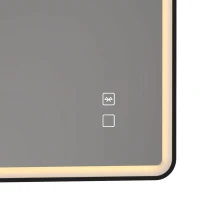 HOMCOM Bathroom Mirror with LED Lights, 100x70cm Rectangle Bathroom Mirror, Dimmable, Bluetooth, Anti-Fog, Black(m-11)