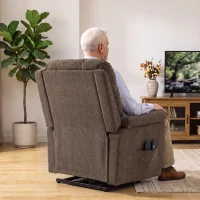 HOMCOM Fauteuil Releveur Électrique Massage et Chaleur Fauteuil Relax Électrique Velours Port USB Dossier Inclinable Marron(m-9)