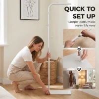 HOMCOM Clothing Rack with 3 Side Hooks, Garment Rack with Marble Base, 45 x 25 x 169 cm, for Bedroom, Bathroom, White(m-6)