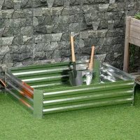 Outsunny gegalvaniseerd stalen verhoogd bed zilver 120 x 90 x 30 cm(m-7)