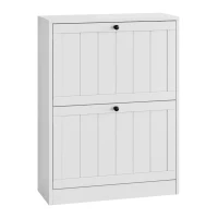 Schuhschrank, freistehend, schmal, Mid-Century-Modern-Stil, 60x24x80 cm, Weiß(m-1)