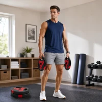 SPORTNOW Conjunto 4 Discos de Ginásio com Alças 20 kg Furo 2,5 cm Preto e Vermelho(m-4)