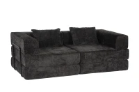 Schlafsofa, wandelbares Bodensofa, modular, Chenille, 200x100x63 cm, Schwarz(m-20)