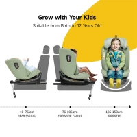 360° drehbarer i-Size Kindersitz mit ISOFIX, Reboarder, Liegefunktion und abnehmbarem Vordach für 40–150 cm, Grün(m-3)