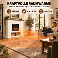 HOMCOM Elektrokamin mit Kaminsims und Ablage, 1800 W, freistehend, mit einstellbarem Flammeneffekt und Fernbedienung(m-6)