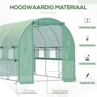 Outsunny foliekas 3 x 2 x 2 m tunnel inloopkas kas plantenhuisfolie tent 6 ramen UV-bescherming groen(m-5)