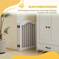 PawHut Opvouwbaar Hondenhek, 4 Panelen, voor Trappen, Gangen, Deuren, MDF/Massief Hout, Wit(m-5)