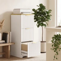 HOMCOM Arquivador Vertical com 3 Gavetas e Barras Ajustáveis para Pastas A4, Móvel de Escritório 39,5 x 40 x 103 cm, Branco(m-8)