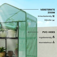 Outsunny Mini-Kas voor Bloemen of Groente, Staal, Kunststof, 69L x 49B x 193H cm, Groen(m-4)