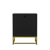 Nachttisch mit Schublade und offenem Fach, modernes Mid-Century-Design, MDF, 43x40x55 cm, Schwarz+Naturfarbe(m-10)