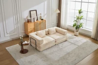 Wandelbares modulares Boden-Schlafsofa aus Chenille, klappbare Sofa- und Matratzenfunktion, 200x100x63 cm, Beige(m-9)