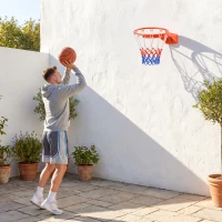 SPORTNOW Basketballkorb zur Wandmontage mit Allwetter-Netz, robuster Universal-Ersatzring für Innen- und Außenbereich(m-10)