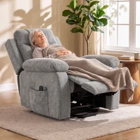 HOMCOM Sillón Relax Reclinable Eléctrico Levanta Personas con 8 Puntos Masaje y Calor Lumbar Puerto USB Mando Reposapiés Gris(m-9)
