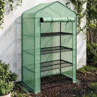 Outsunny Serre de Jardin Balcon étagère Serre 4 Niveaux 90L x 49l x 160H cm Acier galvanisé bâche Amovible PE Haute densité Vert(m-2)