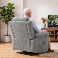 HOMCOM Cadeirão Relax Reclinável Elétrico Elevatório com 8 Pontos de Massagem, Calor Lombar, USB, Comando e Apoio para os Pés, Cinzento(m-8)