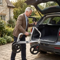 HOMCOM Rolator pliabil ușor pentru seniori cu geantă și coș, 3 roți, 136 kg, argintiu(m-10)