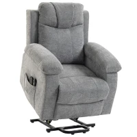 HOMCOM Sillón Relax Reclinable Eléctrico Levanta Personas con 8 Puntos Masaje y Calor Lumbar Puerto USB Mando Reposapiés Gris(m-1)
