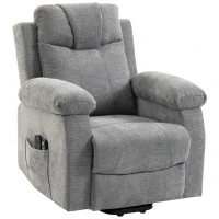 HOMCOM Cadeirão Relax Reclinável Elétrico Elevatório com 8 Pontos de Massagem, Calor Lombar, USB, Comando e Apoio para os Pés, Cinzento(m-11)