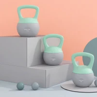 SPORTNOW Pesa Rusa 8 kg Kettlebell Relleno de Arena Metálica Mango Antideslizante para Casa 19x19x28 cm Verde y Gris(m-9)