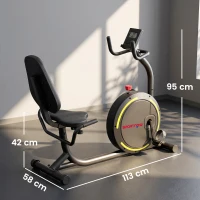 SPORTNOW Cyclette Orizzontale Magnetica Con Schienale E Monitor LCD e Bluetooth, Nero(m-4)