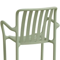 HOMCOM Lote de 4 Sillas de Comedor, Sillas de Cocina Apilables en PP con Respaldo Curvado Calado y Reposabrazos, Verde(m-9)