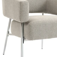 HOMCOM Sillón de salón, Sillón auxiliar acolchado en tejido aspecto lino, Respaldo curvado y reposabrazos, Estilo moderno, Marrón(m-9)