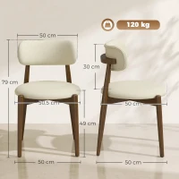 HOMCOM 2er-Set Esszimmerstühle, Küchenstühle aus Chenille mit gebogener Rückenlehne, gepolsterter Sitz, Beige(m-3)